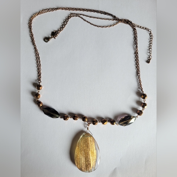 Lia Sophia Necklace- Cream, Copper, & Brown- 33 Inches - Picture 1 of 4